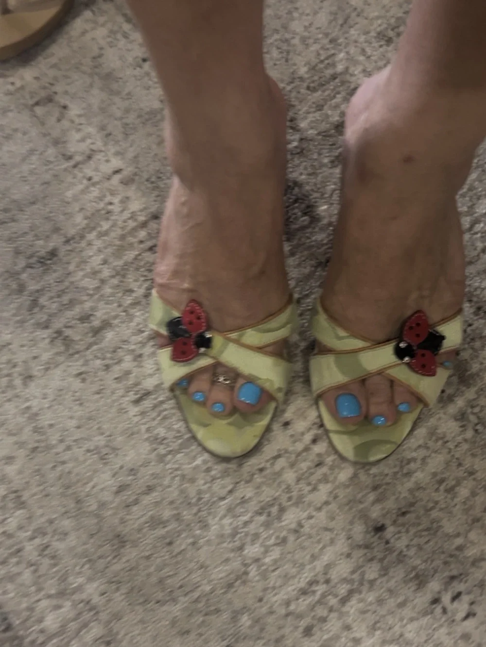 Coach Open-Toe Heels with Red Ladybug Accent kitten heels